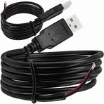 Yeebline USB Erkek 2 Pinli Çıplak Kablo, USB 2.0 Erkekten 2 Pinli Tel Kendin Yap Kuyruk Kablo Uzatma Güç Kablosu Açık Uçlu Konektör 5V 3A (Siyah, USB Erkek 3FT)
