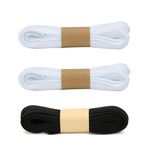 Yeelin Düz ayakkabı bağcığı 5/16 inç (8 mm) 29 renk ve ondan fazla farklı uzunlukta spor ayakkabılar için, 3 çift, Beyaz Siyah Beyaz, 50" (127cm)