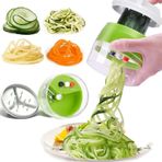 yeemeen Spiral sebze kesici, 1 adet spiral kesici, 4'ü 1 arada sebze kesici, spiral sebze kesici, sebze spagetti, kabak, havuç, salatalık, patates, soğan için