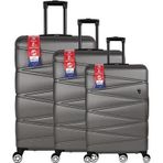 YEFA ABS Polipropilen Kırılmaz Kabin & Orta & Büyük Boy 3'lü Valiz Seti (Antrasit)