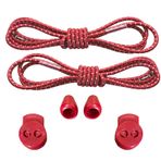 YeferStore Akıllı Kilitli Bağcık, Pratik Lastikli Ayakkabı Bağcığı, Spor, Çocuk, Klasik Ve Bot Bağcığı (Çizgili, Kırmızı)