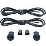 YeferStore Akıllı Kilitli Bağcık, Pratik Lastikli Ayakkabı Bağcığı, Spor, Çocuk, Klasik Ve Bot Bağcığı (Çizgili, Siyah)