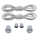 YeferStore Akıllı Kilitli Bağcık, Pratik Lastikli Ayakkabı Bağcığı, Spor, Çocuk, Klasik Ve Bot Bağcığı (Düz, Gri)
