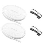 YeferStore Mıknatıslı Metal Klipsli Lastikli Ayakkabı Bağcığı, Elastik Pratik Akıllı Bağcık, Çocuk, Spor, Günlük Ayakkabı, Bot Bağcığı 1 Çift (Beyaz)