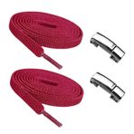 YeferStore Mıknatıslı Metal Klipsli Lastikli Ayakkabı Bağcığı, Elastik Pratik Akıllı Bağcık, Çocuk, Spor, Günlük Ayakkabı, Bot Bağcığı 1 Çift (Bordo)