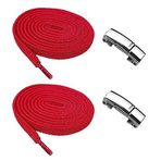 YeferStore Mıknatıslı Metal Klipsli Lastikli Ayakkabı Bağcığı, Elastik Pratik Akıllı Bağcık, Çocuk, Spor, Günlük Ayakkabı, Bot Bağcığı 1 Çift (Kırmızı)