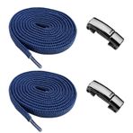 YeferStore Mıknatıslı Metal Klipsli Lastikli Ayakkabı Bağcığı, Elastik Pratik Akıllı Bağcık, Çocuk, Spor, Günlük Ayakkabı, Bot Bağcığı 1 Çift (Lacivert)