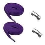 YeferStore Mıknatıslı Metal Klipsli Lastikli Ayakkabı Bağcığı, Elastik Pratik Akıllı Bağcık, Çocuk, Spor, Günlük Ayakkabı, Bot Bağcığı 1 Çift (Mor)