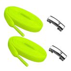 YeferStore Mıknatıslı Metal Klipsli Lastikli Ayakkabı Bağcığı, Elastik Pratik Akıllı Bağcık, Çocuk, Spor, Günlük Ayakkabı, Bot Bağcığı 1 Çift (Neon Sarı)