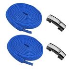 YeferStore Mıknatıslı Metal Klipsli Lastikli Ayakkabı Bağcığı, Elastik Pratik Akıllı Bağcık, Çocuk, Spor, Günlük Ayakkabı, Bot Bağcığı 1 Çift (Saks Mavisi)