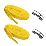 YeferStore Mıknatıslı Metal Klipsli Lastikli Ayakkabı Bağcığı, Elastik Pratik Akıllı Bağcık, Çocuk, Spor, Günlük Ayakkabı, Bot Bağcığı 1 Çift (Sarı)