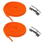 YeferStore Mıknatıslı Metal Klipsli Lastikli Ayakkabı Bağcığı, Elastik Pratik Akıllı Bağcık, Çocuk, Spor, Günlük Ayakkabı, Bot Bağcığı 1 Çift (Turuncu)