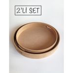 Yegane Concept Ham Mdf, Boyanabilir 2 Boy Yuvarlak Tepsi - Kahverengi