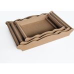 Yegane Concept Ham Mdf, Boyanabilir Dikdörtgen 3'lü Set Gondol Tepsi, 3 Boy Tepsi - Kahverengi