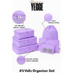 Yegge 6'lı Valiz Içi Düzenleyici Hurç Seti – Seyahat Çantası Organizer – Fermuarlı Bavul Düzenleme Seti - Lila