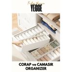YEGGE Beyaz Çekmece ve Dolap içi Düzenleyici, Raf Düzenleyici, Çorap ve Çamaşır Organizer Kutu