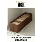 YEGGE Kahverengi Çekmece ve Dolap içi Düzenleyici, Raf Düzenleyici, Çorap ve Çamaşır Organizer Kutu