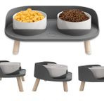 YEIRVE Kedi Maması Kaseleri, Yükseltilmiş Standlı Yükseltilmiş Seramik Köpek Kedi Kaseleri, 3 Ayarlanabilir Yükseklik Anti Kusma Kedi Köpek Su Kasesi, Dökülmeyen Tasarımlı 15 İNÇ Kase, Orta ve Küçük Boy