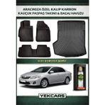 Yek Cars Toyota Corolla 2009 Model Karbonlu Kauçuk Paspas Seti ve Bagaj Havuzu - Siyah