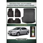 Yek Cars Toyota Corolla 2011 Model Karbonlu Kauçuk Paspas Seti ve Bagaj Havuzu - Siyah
