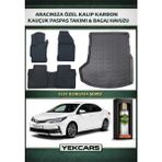 Yek Cars Toyota Corolla 2017 Model Karbonlu Kauçuk Paspas Seti ve Bagaj Havuzu - Siyah