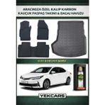 Yek Cars Toyota Corolla 2018 Model Karbonlu Kauçuk Paspas Seti ve Bagaj Havuzu - Siyah