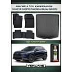 Yek Cars Toyota Corolla Cross 2023 Model Karbonlu Kauçuk Paspas Seti ve Bagaj Havuzu - Siyah