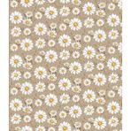 Yek Home Tekstil Elyaflı Astarlı Silinebilir Hijyenik Papatya Desen Muşamba Pvc Masa Örtüsü - Kahve - 140 x 300 cm