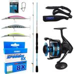 Yek Outdoor Profesyonel Spin Olta Seti Okuma Fuel Spin 2,74 cm 7-30 gr 2 Parça Spin Kamışı&okuma Azores ZXP-4000 6+1 Bb Olta Makinesi - Standart - Renkli