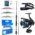 Yek Outdoor Profesyonel Spin Olta Seti Okuma Wave Power 2,74 cm 7-30 gr 2 Parça Spin Kamışı&okuma Azores ZXP-4000 6+1 Bb Olta Makinesi - Standart - Renkli