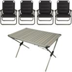 Yek Outdoor Yekoutdoor Katlanabilir Alüminyum Kamp Masası ve 4 Kişilik Konforlu Kamp Sandalyesi Seti - standart - Renkli