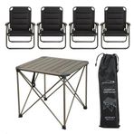 Yek Outdoor YekOutdoor Katlanabilir Büyük Alüminyum Kamp Masası ve 4 Kişilik Konforlu Kamp Sandalyesi Seti