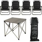 Yek Outdoor Yekoutdoor Katlanabilir Küçük Alüminyum Kamp Masası ve 4 Kişilik Konforlu Kamp Sandalyesi Seti - standart - Renkli