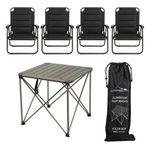 Yek Outdoor YekOutdoor Katlanabilir Küçük Alüminyum Kamp Masası ve 4 Kişilik Konforlu Kamp Sandalyesi Seti