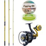 Yek Outdoor YekOutdoor Profesyonel Olta Seti Okuma Makaira Surf 4,30 cm 100-250 3 Parça Yellow Surf Kamışı&Okuma Salina SA-8000A Blu