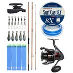 Yek Outdoor YekOutdoor Profesyonel Olta Seti Okuma Trio Rex Surf 420cm 120-250 gr 3 Parça Surf Kamışı&Okuma Ceymar C-8000A 7+1BB Olt