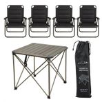 Yekoutdoor Katlanabilir Büyük Alüminyum Kamp Masası Ve 4 Kişilik Konforlu Kamp Sandalyesi Seti
