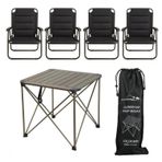 Yekoutdoor Katlanabilir Küçük Alüminyum Kamp Masası Ve 4 Kişilik Konforlu Kamp Sandalyesi Seti