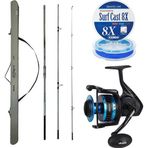 YekOutdoor Profesyonel Olta Seti Okuma Azores Surf 430cm 3 parça Surf Kamışı&Okuma Azores ZXP-8000 (Low Speed ) 6+1 bb O