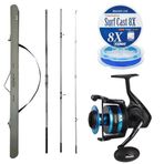 Yekoutdoor Profesyonel Olta Seti Okuma Azores Surf 430Cm 3 Parça Surf Kamışı&Okuma Azores Zxp-8000 (Low Speed) 6+1 Bb Olta Makinesi
