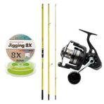 Yekoutdoor Profesyonel Olta Seti Okuma Makaira Surf 4,30 Cm 100-250 Gr 3 Parça Yellow Surf Kamışı&Savage Gear Sgs8 8000 Fd 8+1Bb Olta Makinesi