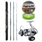 YekOutdoor Profesyonel Olta Seti Okuma Surfliner+ Surf 420cm 3 Parça Olta Kamışı&Shimano Makina Saragosa 8000 SW A HG