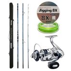 YekOutdoor Profesyonel Olta Seti Okuma Surfliner+ Surf 420cm 3 Parça Olta Kamışı&Shimano Makina Saragosa 8000 SW A HG
