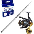 YekOutdoor Surf Oltası Seti Okuma Revenger Tele Surf 420 cm 4 Parça Surf Kamışı&Okuma Salina SA-6000HA Blue 6+1BB Olta M