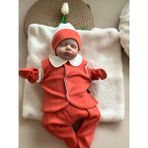Yelekli Hastane Çıkışı Set - Kiremit / (Yelek, Pantolon, Body, Bere, Eldiven) - 3 - 6 Ay