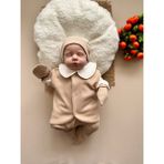 Yelekli Hastane Çıkışı Set - Sütlü Kahve / (Yelek, Pantolon, Body, Bere, Eldiven) - 0 - 3 Ay
