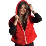 Yelek,Pelüş Sweat,Pelüş Mont, sıcak Tutan Yelek, Yılbaşı Hediyesi (Kırmızı, Ponponlu)
