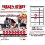 Yelken 63,5X38,1 mm - Beyaz - Lazer Etiket