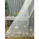 Yelkenli Çapa Desenli Çocuk Odası Tül Perde, 100X250, Seyrek Pile, 1/2