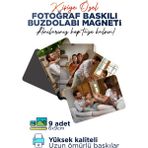 Yelkovan Tasarım Kişiye Özel 9 Fotoğraflı Çok Renkli Buzdolabı Magnet 6x9,2 cm Dikdörtgen Tasarım - Yok